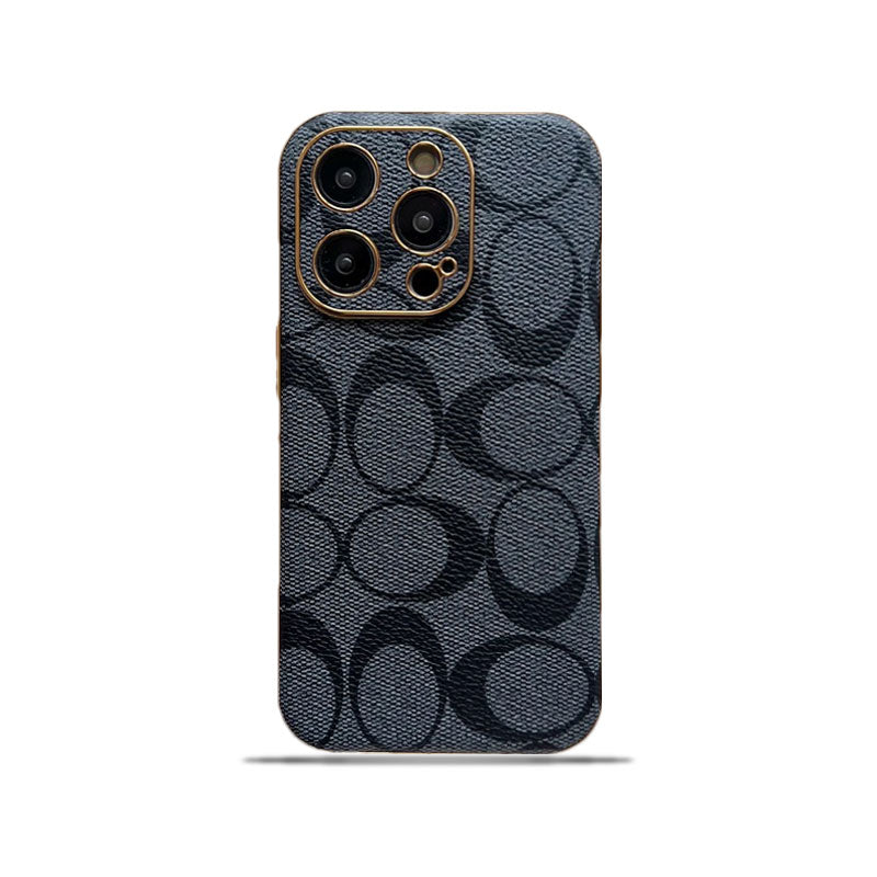 Coque classique iPhone Cuir Noir -QBK240513