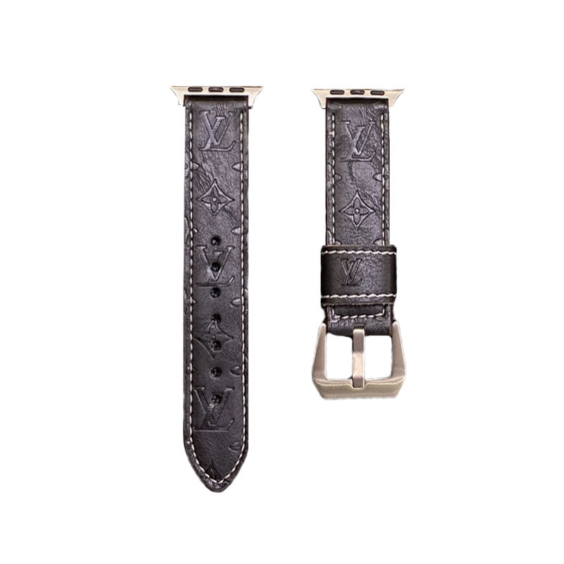 Leder Monogramm Apple Watch Armbänder Leder Blau-YH24422