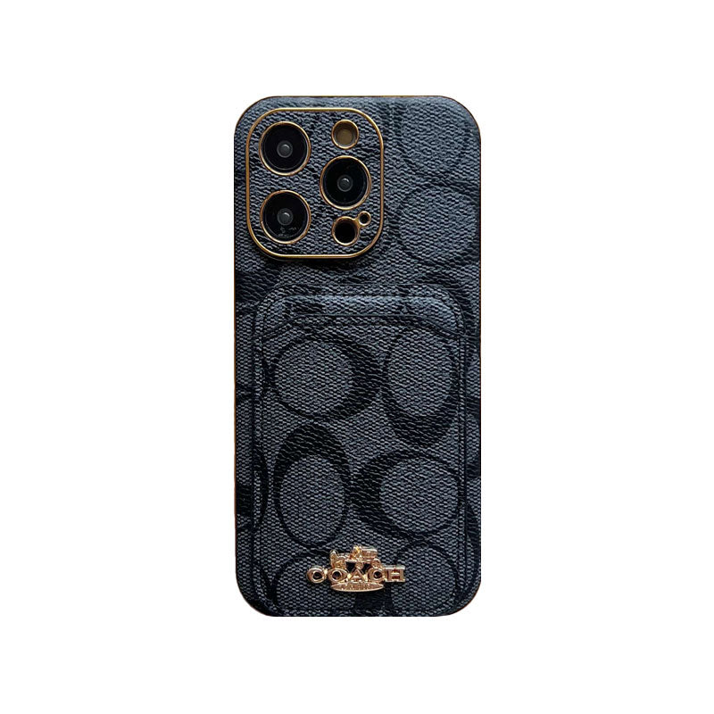 Coque iPhone classique avec porte-cartes Café -KB241651