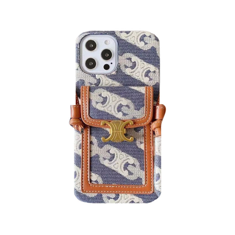 Coque iPhone Celine blanche avec porte-cartes - LH240109
