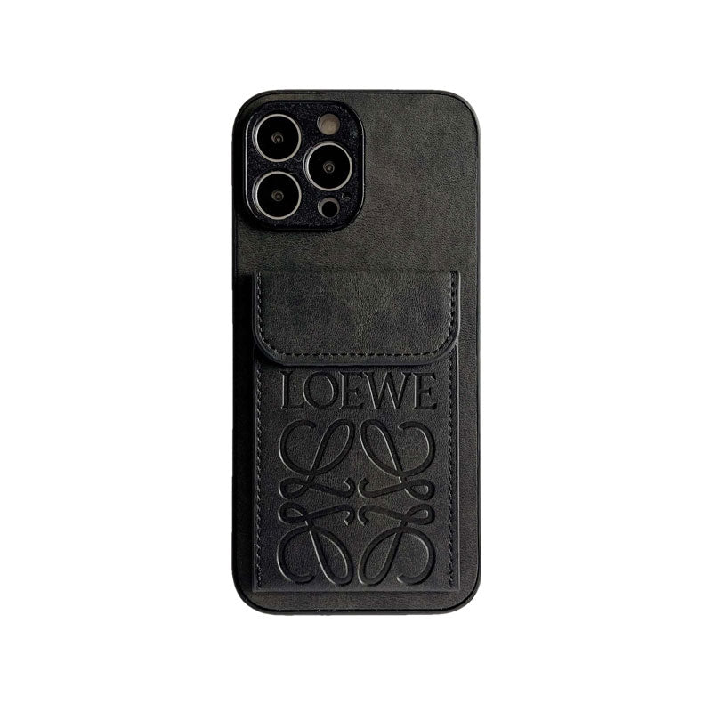 Luxusní černé pouzdro na iPhone s držákem na karty-LZP241448