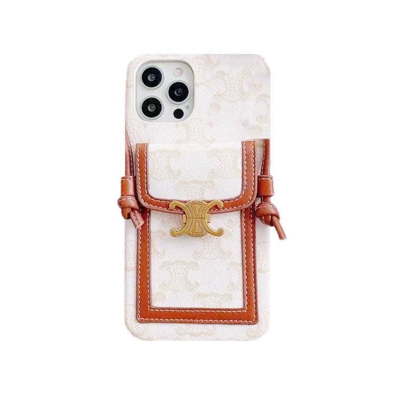 Coque iPhone Celine blanche avec porte-cartes - LH240109