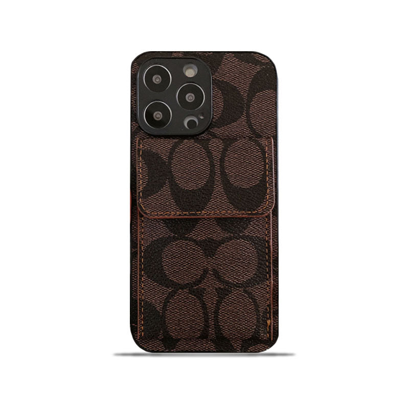 Klasické pouzdro na iPhone s peněženkou tmavě hnědé -HP240513