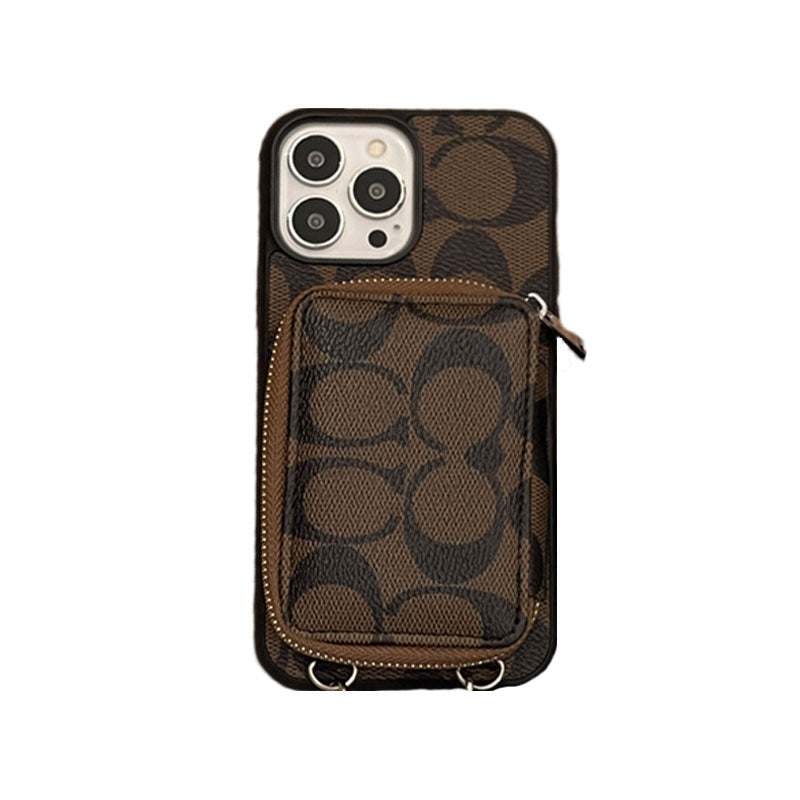 Étui portefeuille classique pour iPhone Café-LQB241412