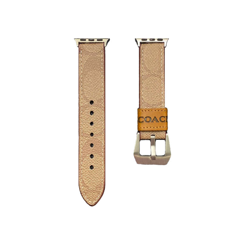 Bracelet de montre Apple Coach en cuir, café-YHK244221710