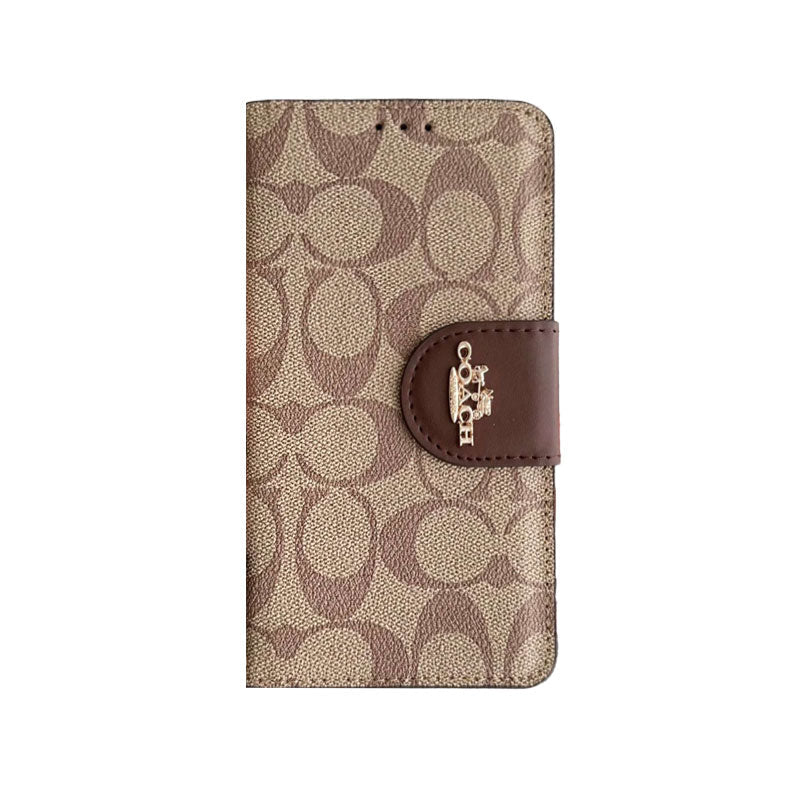 Étui iPhone Classique en Cuir à Rabat avec Porte-Cartes Noir