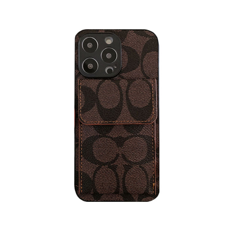Klasické pouzdro na iPhone s peněženkou tmavě hnědé -HP240513