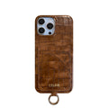 Alligator Print Celine iPhone Case With Card Holder And Strap Brown -EYP241415