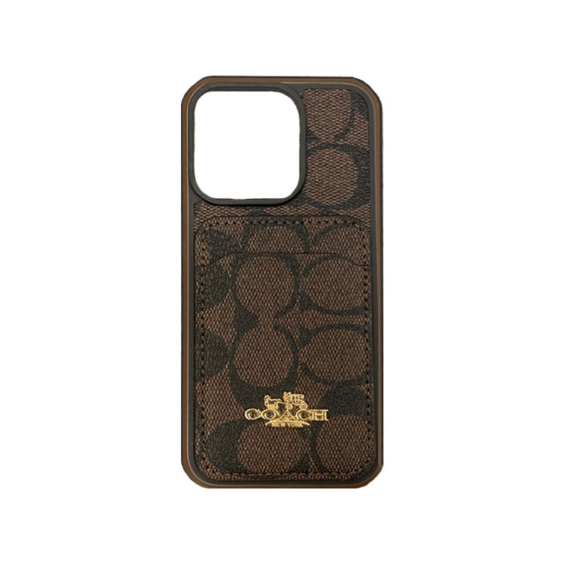 Étui iPhone classique avec porte-cartes Café -KB241416