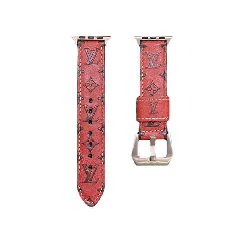 Leder Monogramm Apple Watch Armbänder Leder Blau-YH24422