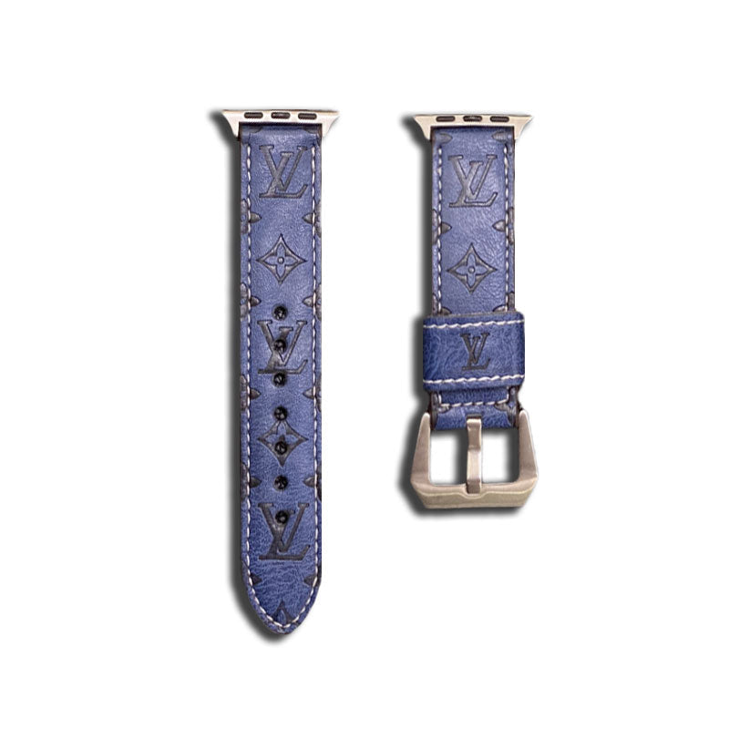 Leder Monogramm Apple Watch Armbänder Leder Blau-YH24422