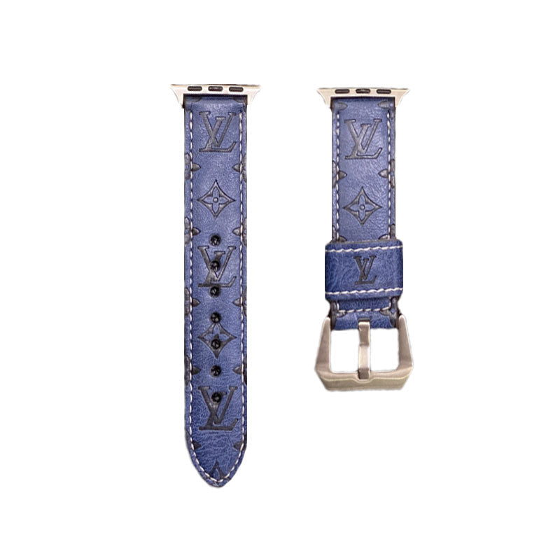 Leder Monogramm Apple Watch Armbänder Leder Blau-YH24422