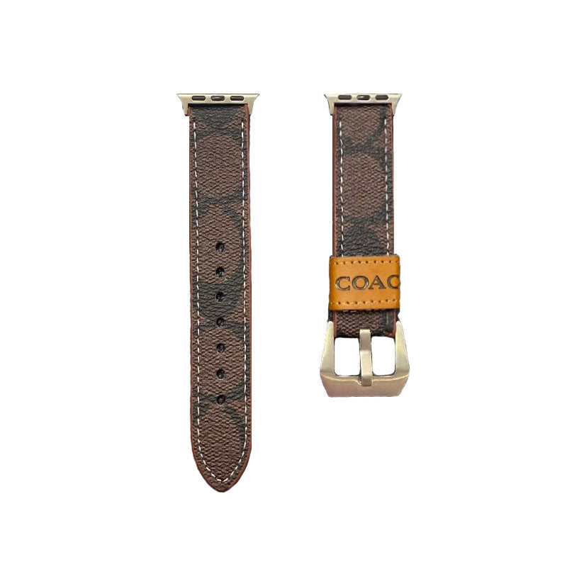 Bracelet en cuir pour Apple Watch Coach, marron clair-YHK244221710