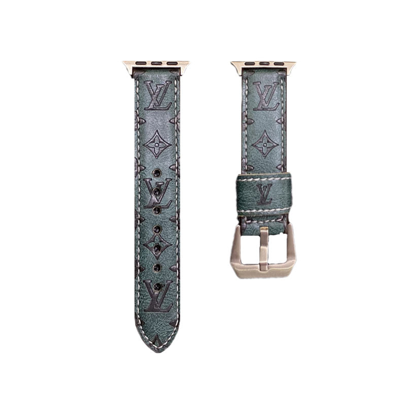 Leder Monogramm Apple Watch Armbänder Leder Blau-YH24422