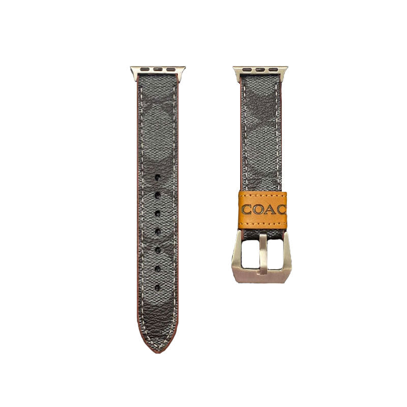 Bracelet de montre Apple Coach en cuir, café-YHK244221710