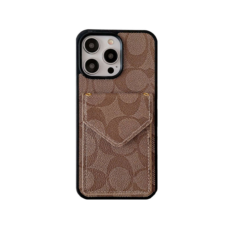 Coque classique pour iPhone avec porte-cartes et dragonne noir clair -SJ240513