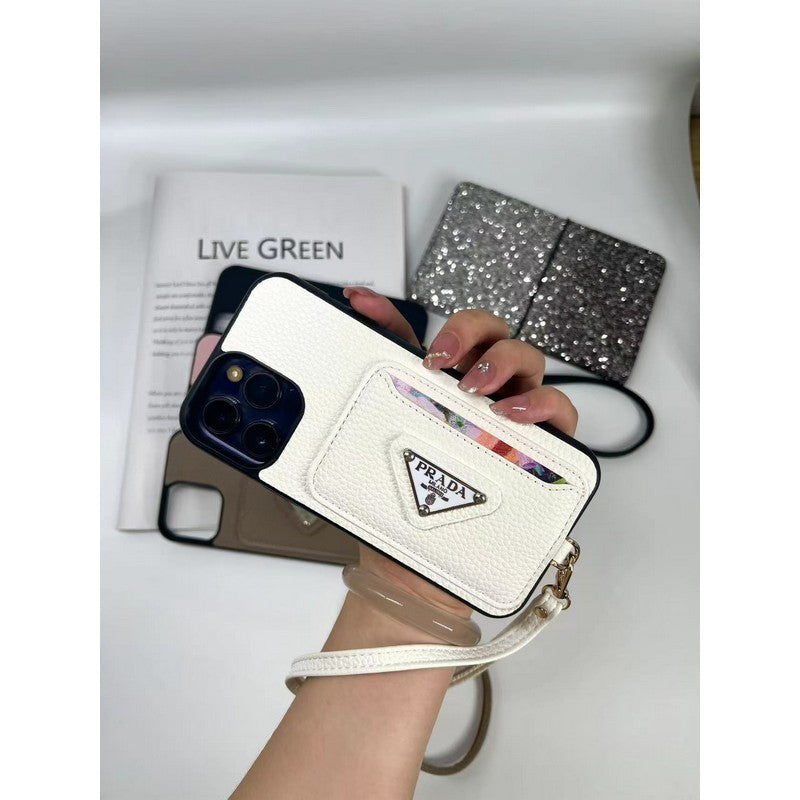Coque iPhone avec porte-cartes de luxe quatre couleurs