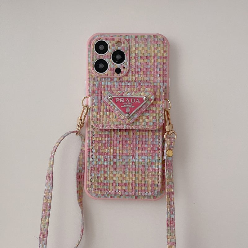 Étui pour iPhone à bandoulière en tissu de luxe