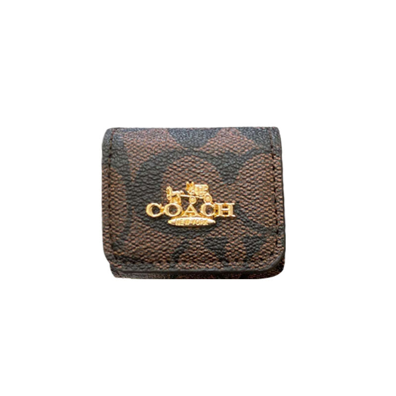Étuis AirPods Pro en cuir de luxe Coach marron clair - LGK240425