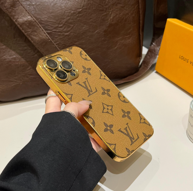Coque iPhone Monogramme Classique Luxe avec Bords Dorés Galvanisés