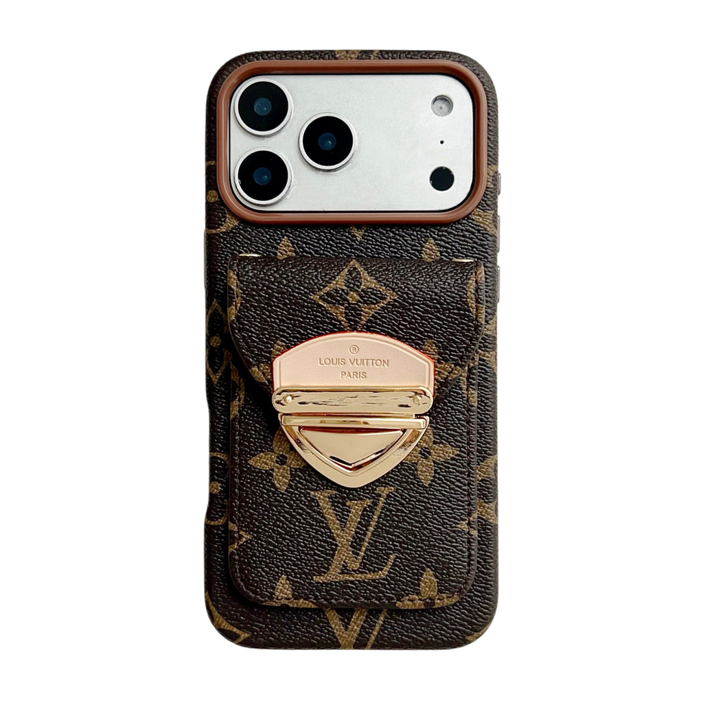 Luxusní pouzdro na iPhone přes rameno s kapsou na karty a odnímatelným popruhem