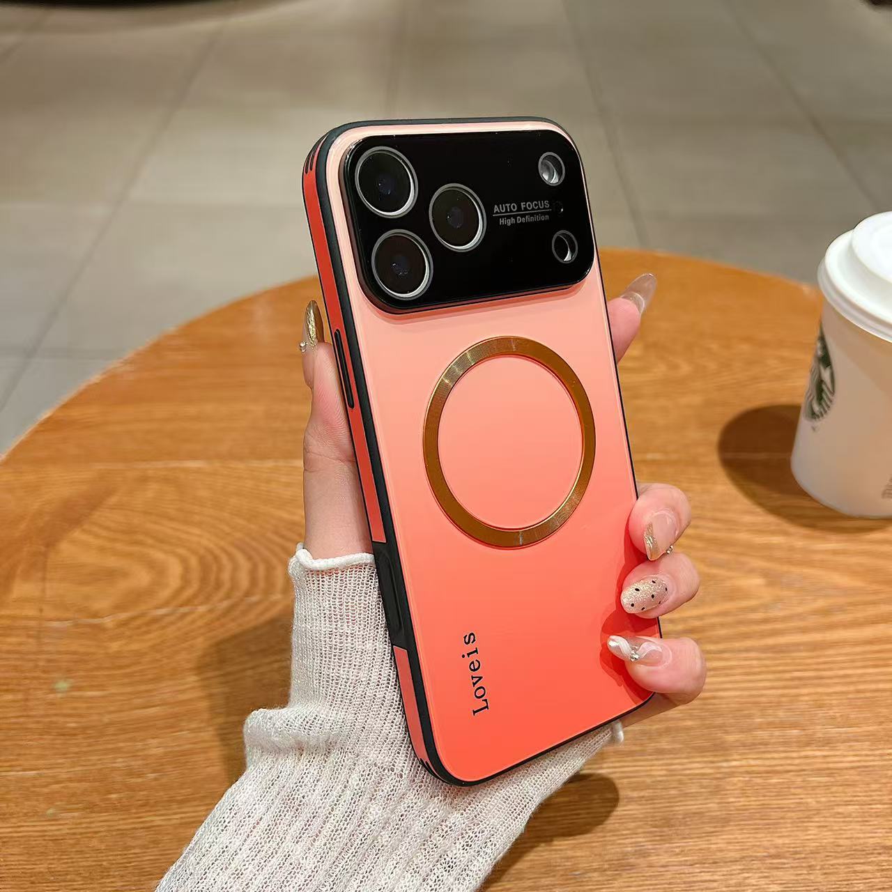 Coque de téléphone à dégradé magnétique MagSafe avec protection d'objectif