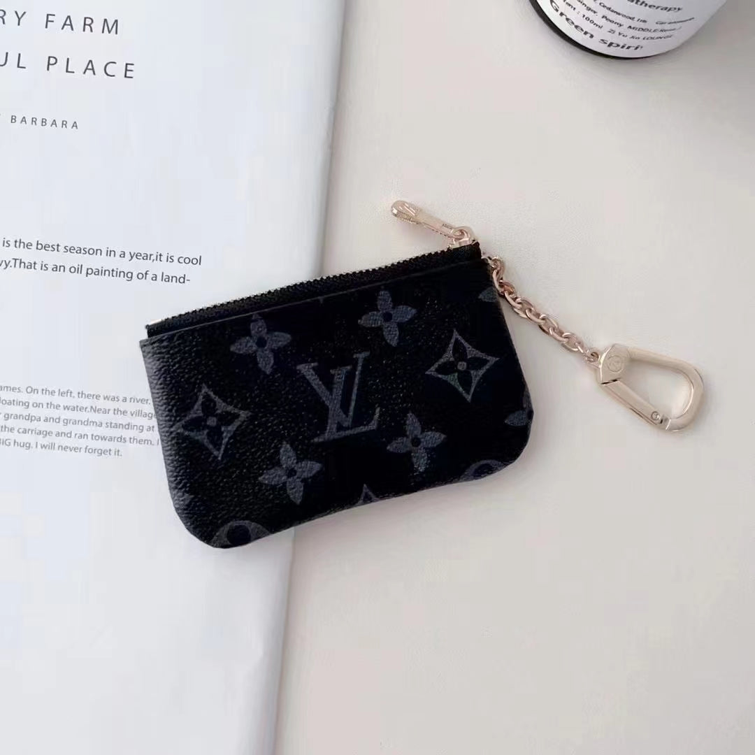 Collection de porte-monnaie de luxe monogrammés, inspirés de LV, avec clip-chaîne