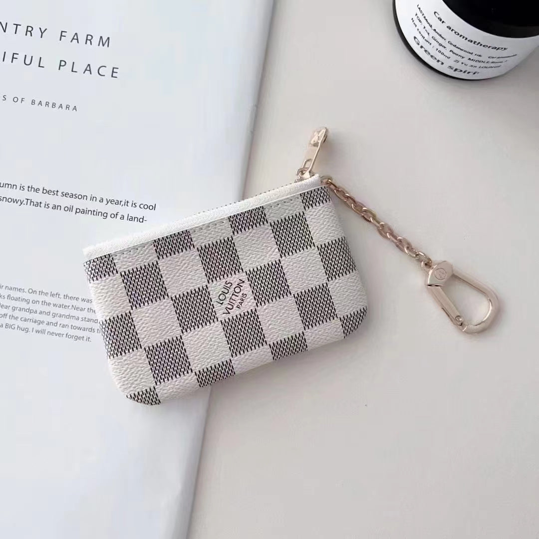 Collection de porte-monnaie de luxe monogrammés, inspirés de LV, avec clip-chaîne