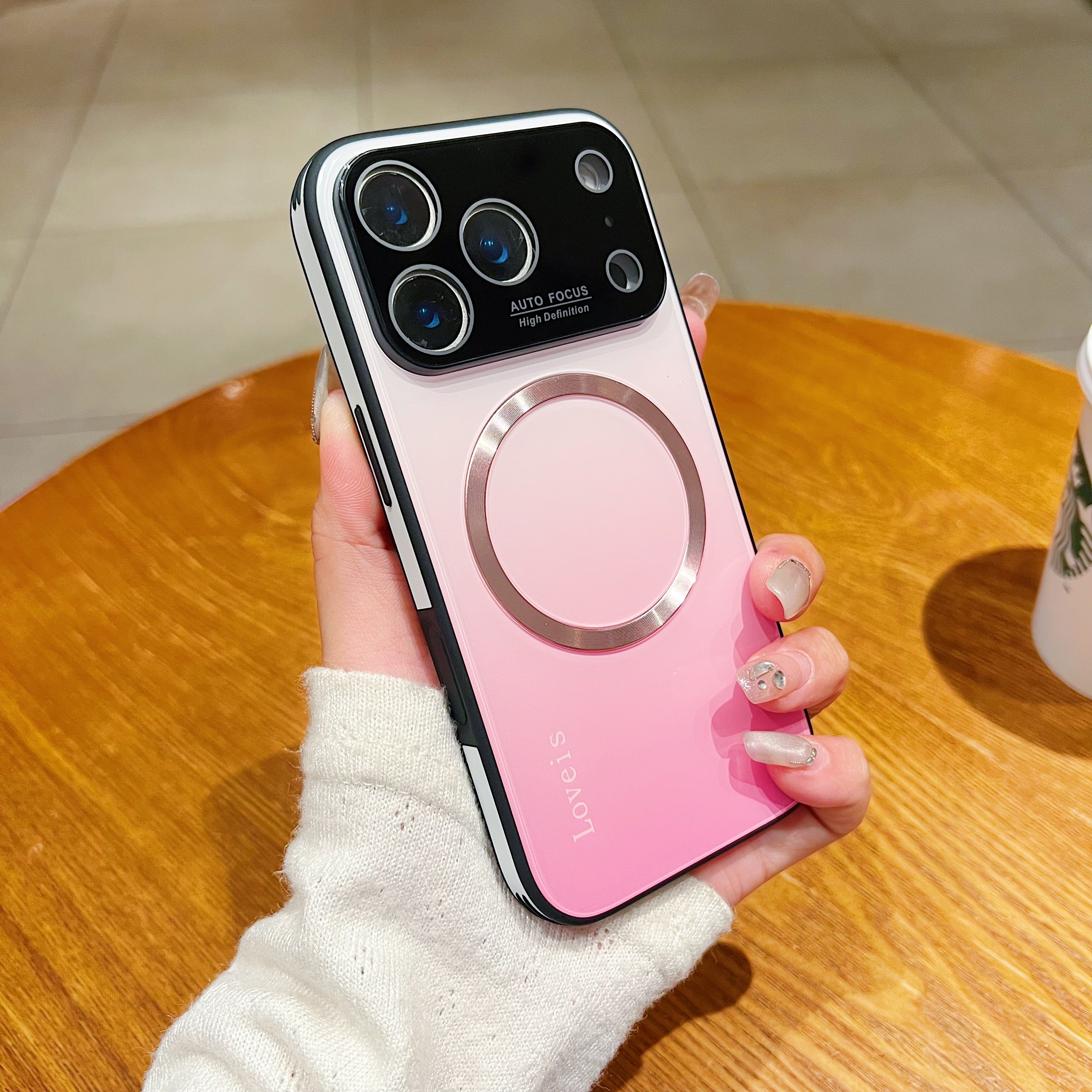 Coque de téléphone à dégradé magnétique MagSafe avec protection d'objectif