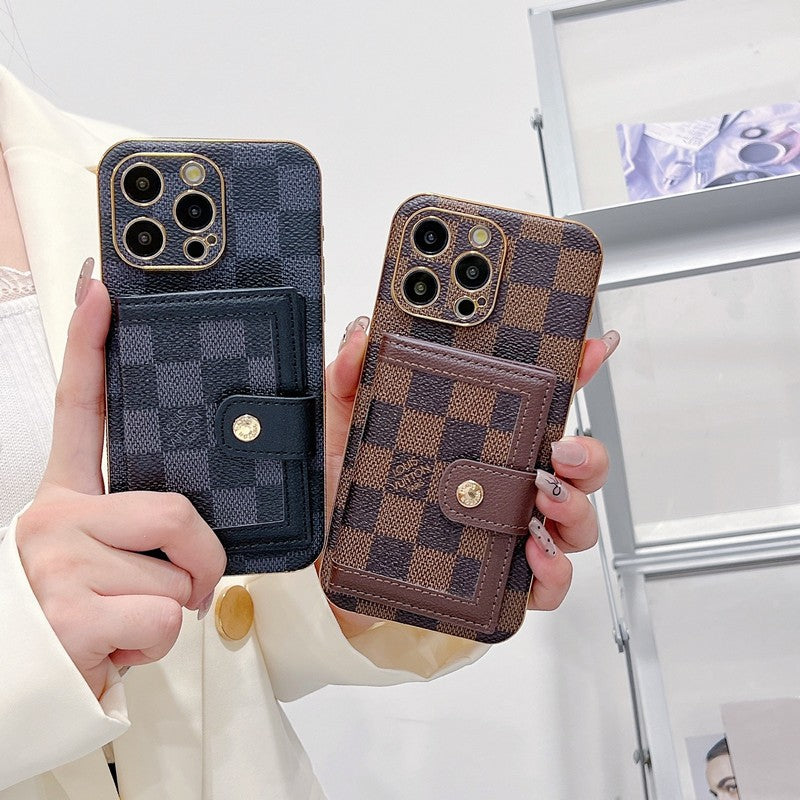 Luxusní klasické barevné pouzdro na iPhone s kapsou na karty