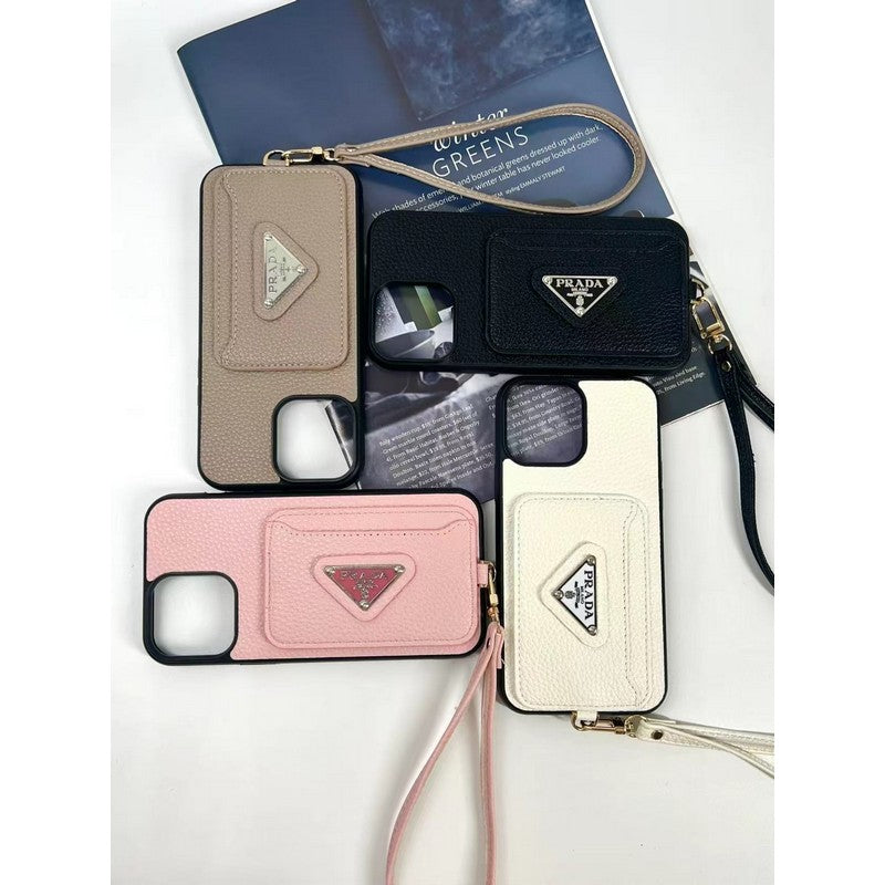 Coque iPhone avec porte-cartes de luxe quatre couleurs