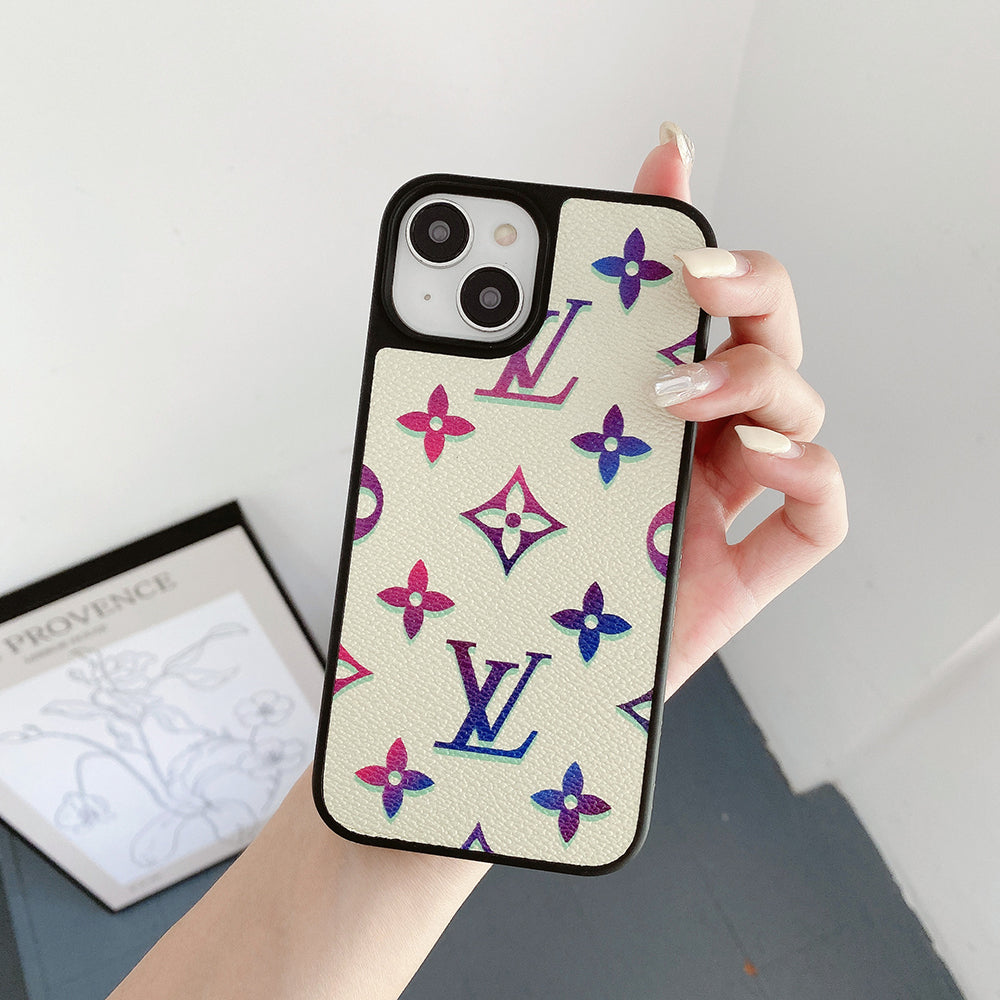 Coque de luxe en cuir coloré pour iPhone