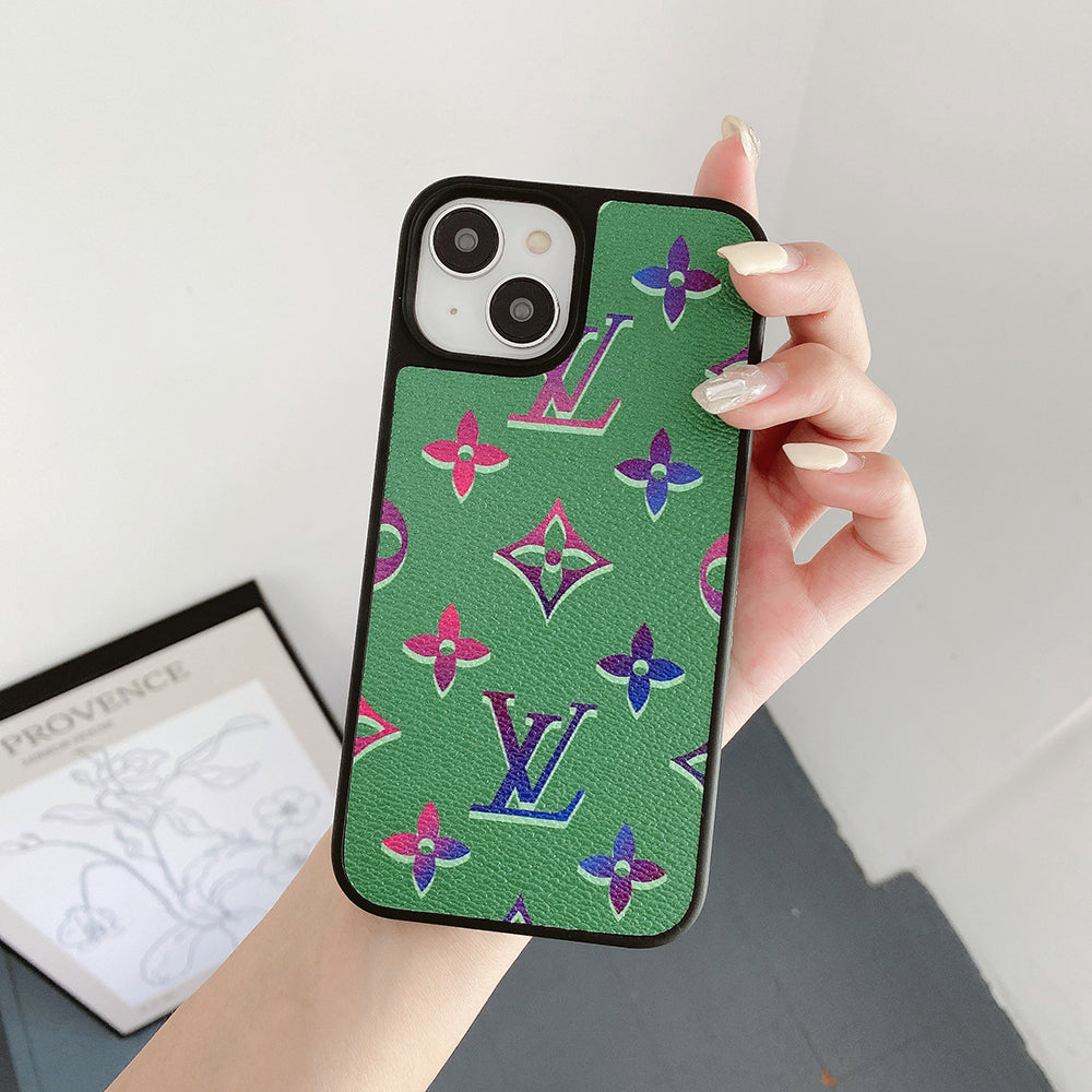 Coque de luxe en cuir coloré pour iPhone