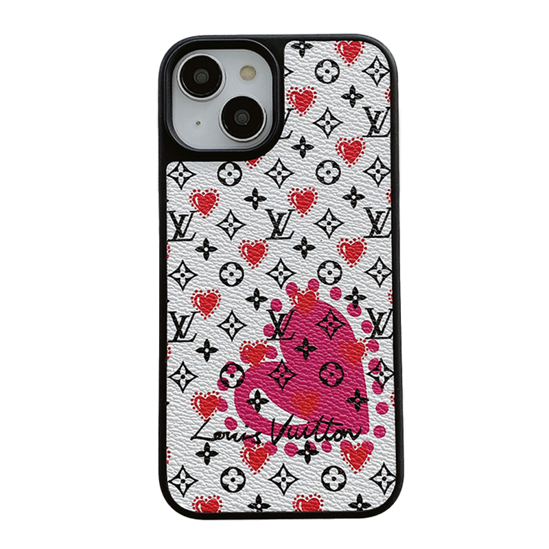 Coque de luxe en cuir ballon et cœur pour iPhone