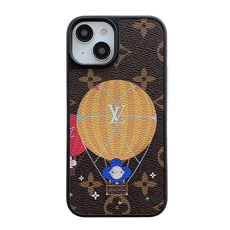 Coque de luxe en cuir ballon et cœur pour iPhone