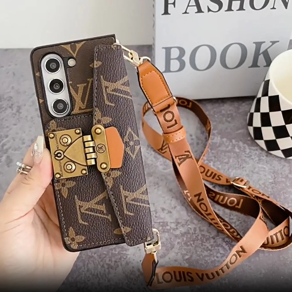 Luxus SCHLOSS KARTENETUI UMHÄNGEKETTE SAMSUNG Z FOLD HÜLLE