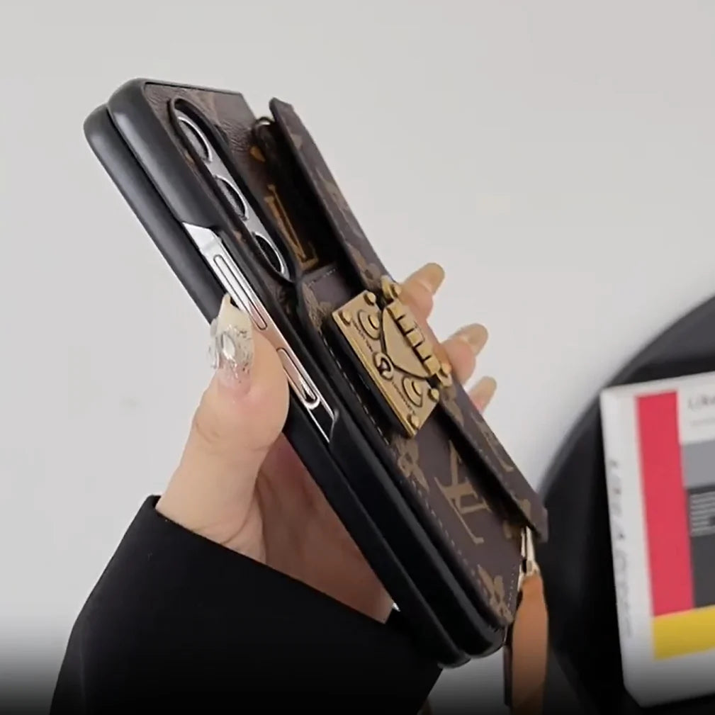 Luxus SCHLOSS KARTENETUI UMHÄNGEKETTE SAMSUNG Z FOLD HÜLLE