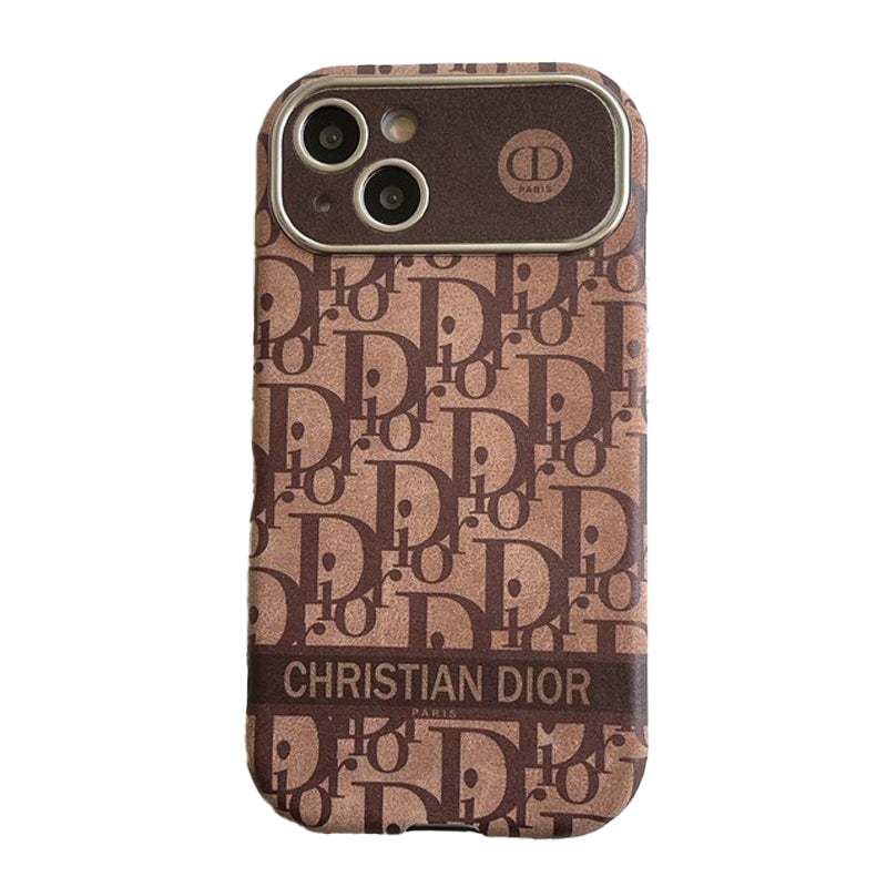 Coque iPhone en cuir blanche et marron tendance
