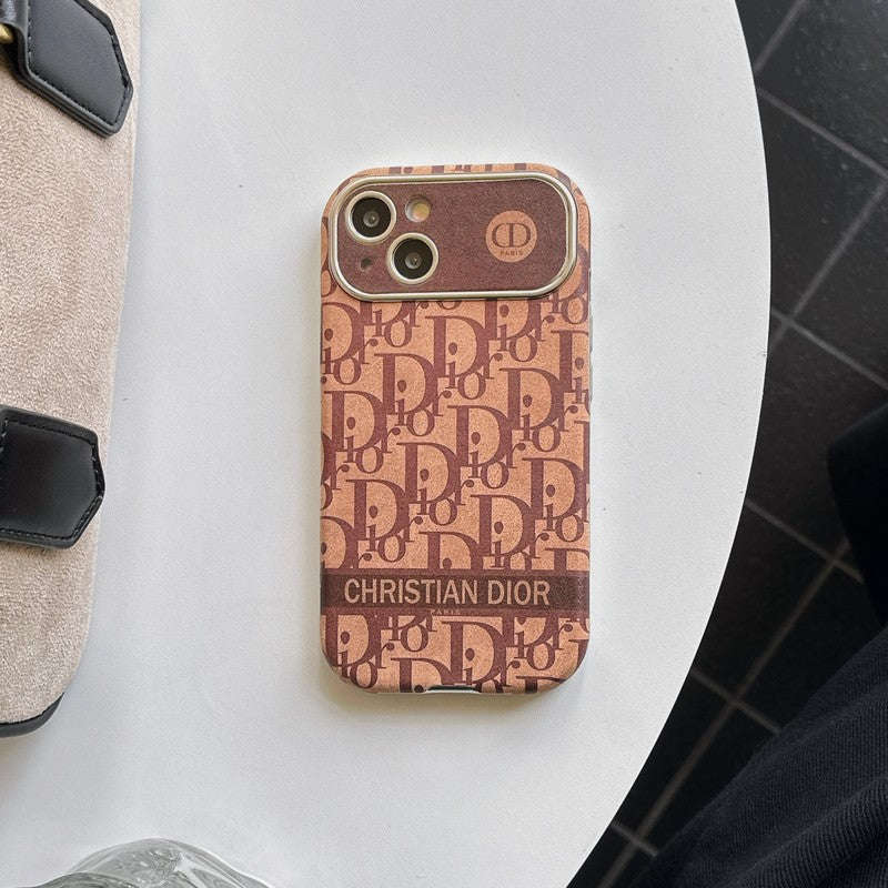 Módní kožené pouzdro na iPhone v bílé a hnědé barvě  