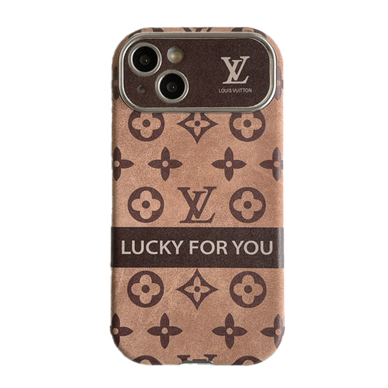 Étui de luxe pour iPhone en cuir classique marron et noir