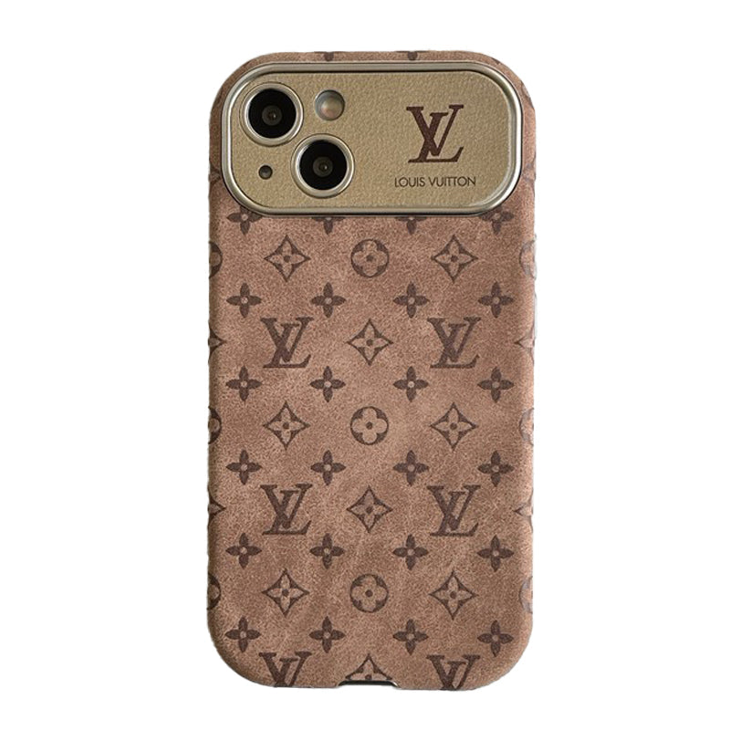Étui de luxe pour iPhone en cuir classique marron et noir