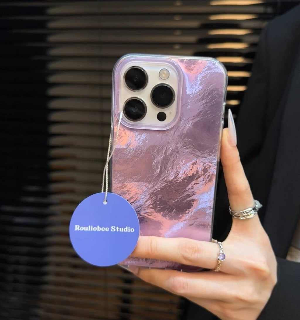 Coque iPhone Effet Glace Floue – Design Iridescent Style INS