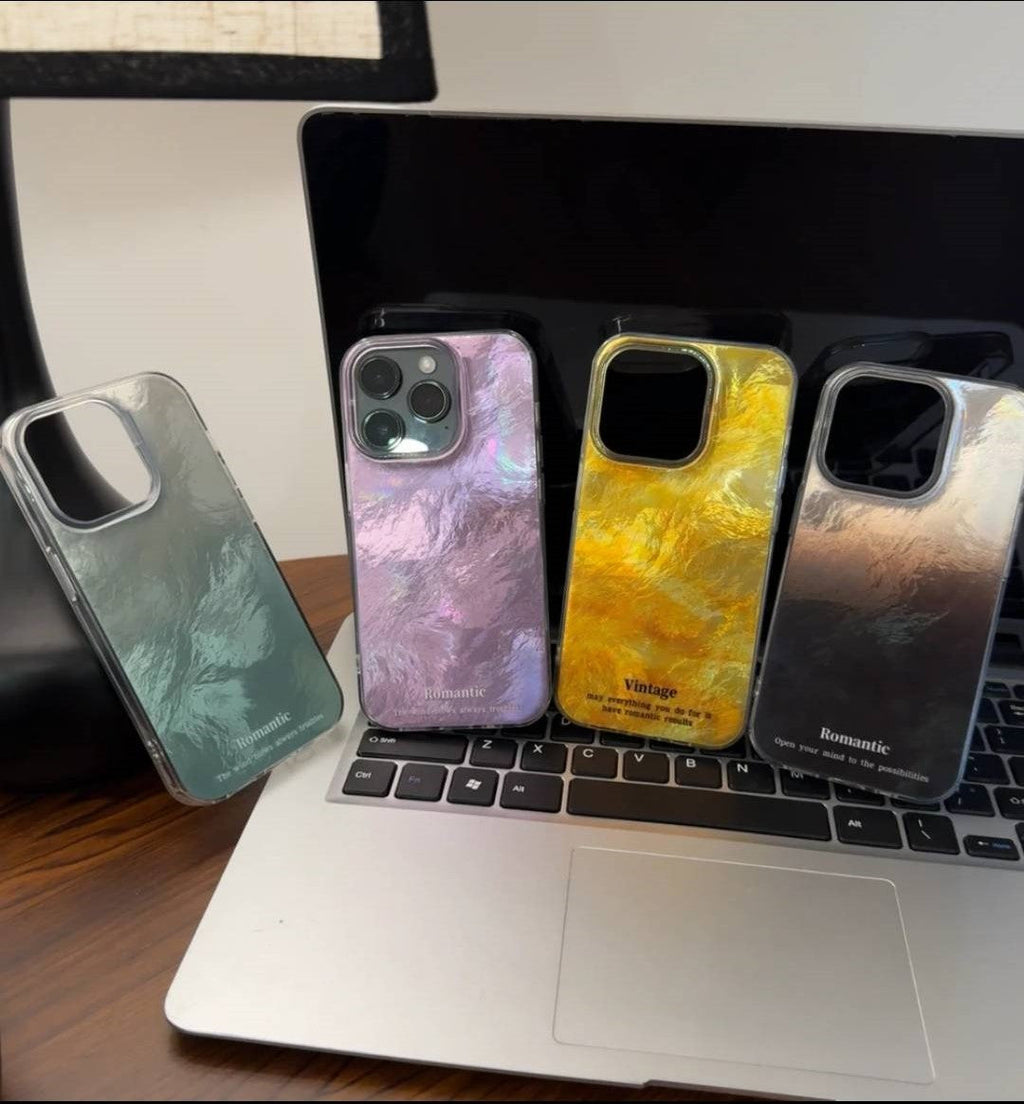 Coque iPhone Effet Glace Floue – Design Iridescent Style INS