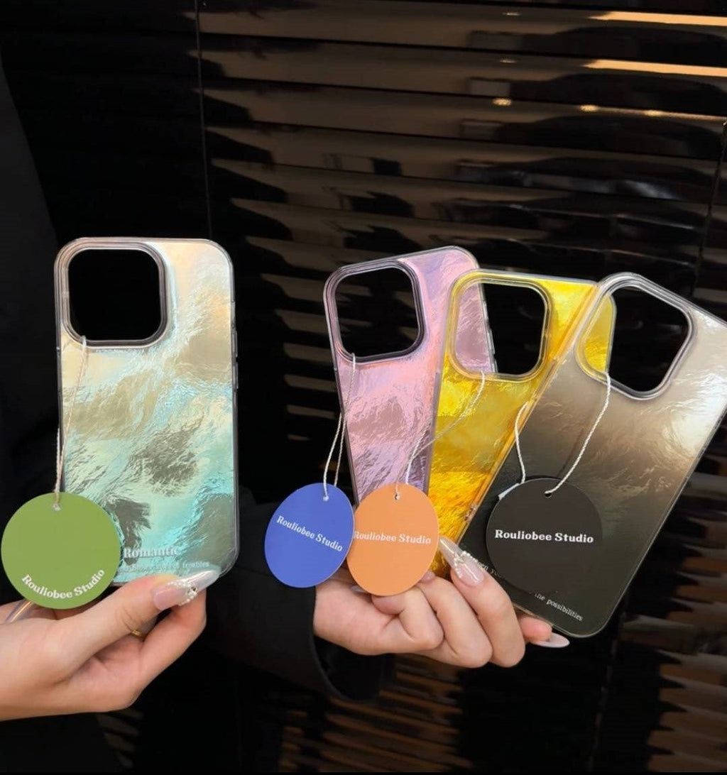 Coque iPhone Effet Glace Floue – Design Iridescent Style INS