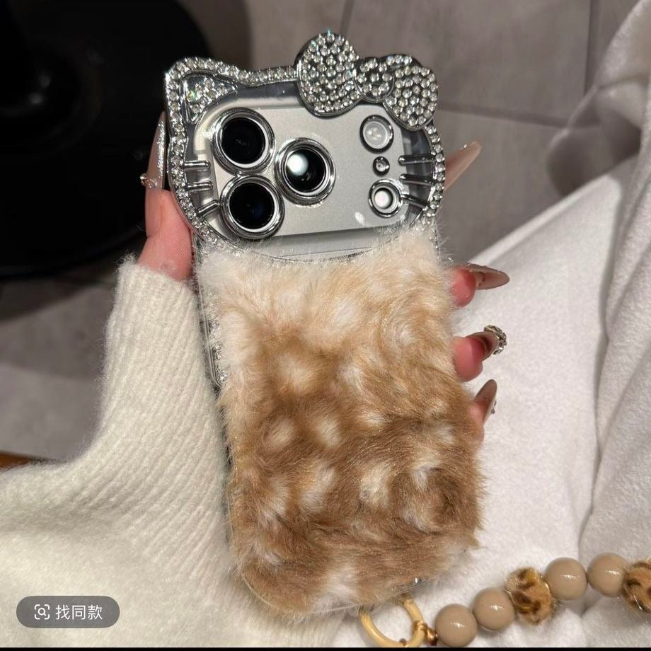 High - end Custom Light Luxury Diamond - inlaid Plush Phone Case