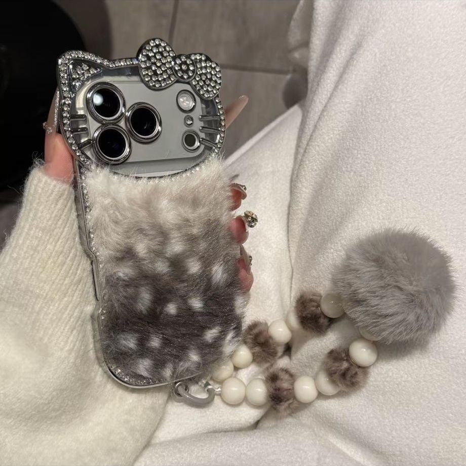 Coque de téléphone de luxe haut de gamme sur mesure en peluche incrustée de diamants