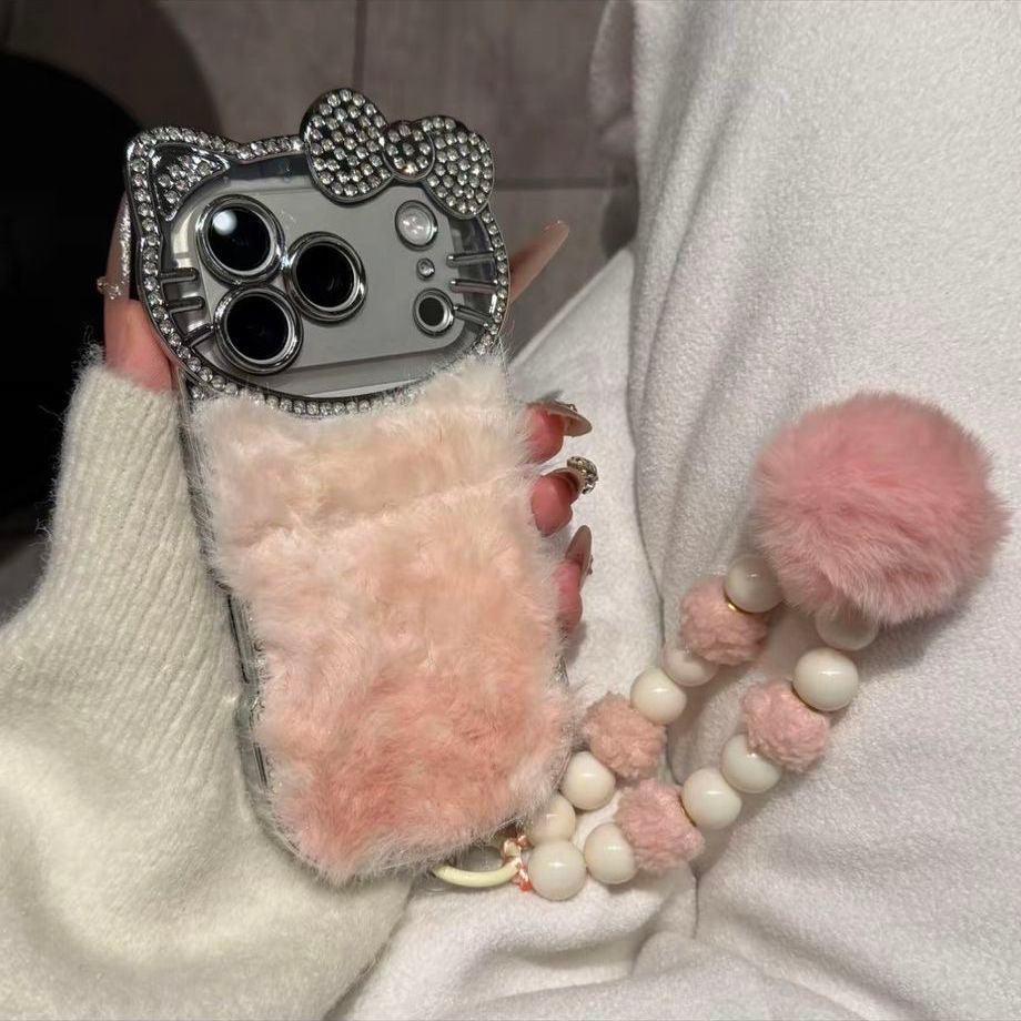 Coque de téléphone de luxe haut de gamme sur mesure en peluche incrustée de diamants