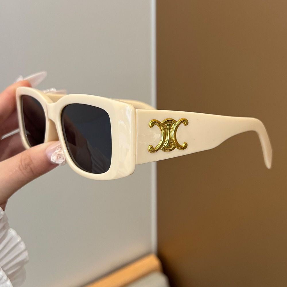 Luxury Retro Sunglasses with Gold Plaque
