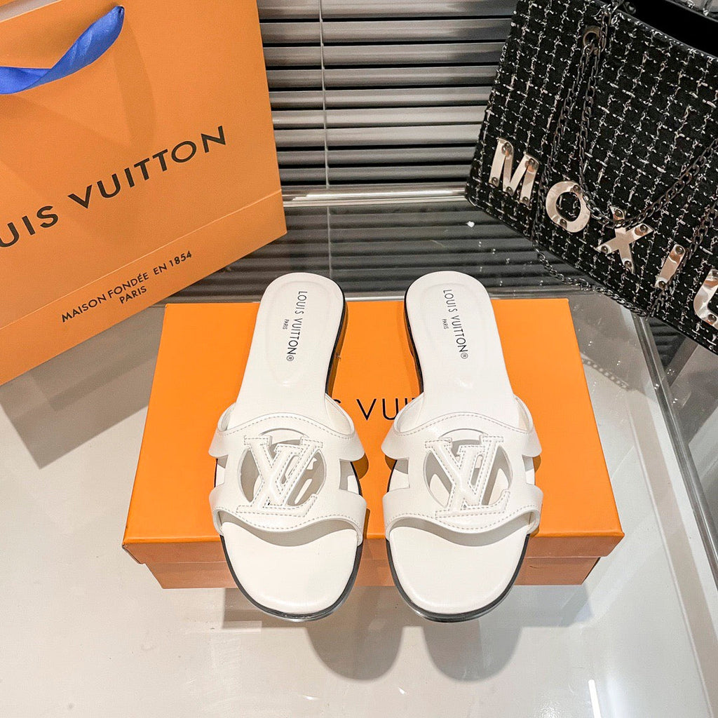 Premium hollow logo single-strap flat slides