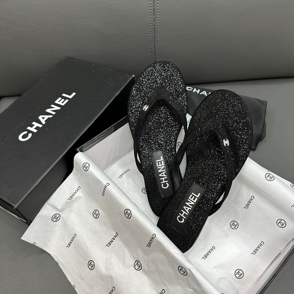 Fashion glitter rhinestone thong flat slides